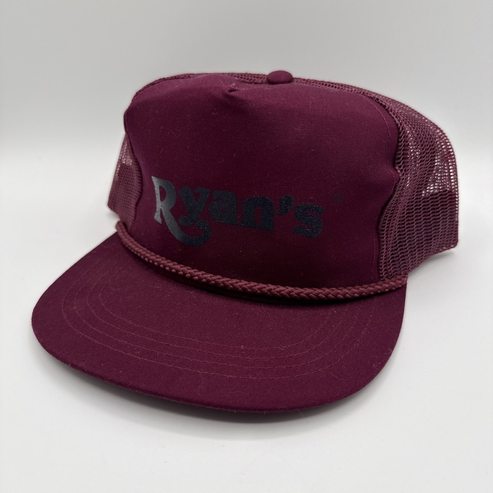 Vintage Ryan's Steakhouse Steak Buffet Rope Snapback Red Trucker Mesh